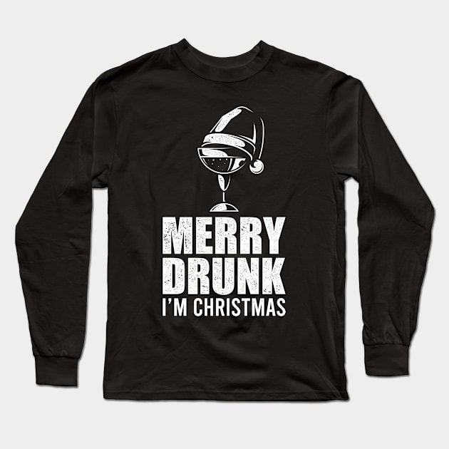 Merry Drunk I'm Christmas Funny X-Mas Gift Long Sleeve T-Shirt by RK Design